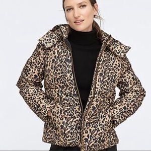 Jcrew leopard print women’s puffer coat XXS